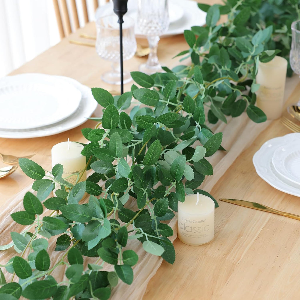mizii 2 Strands Artificial Vines Garland 68" Fake Vine with Small Green Leaves Silk Rose Leaf Faux Hanging Plants Greenery Decorations for Bedroom Room Table Centerpieces Wedding Decor (Rose Leaves)