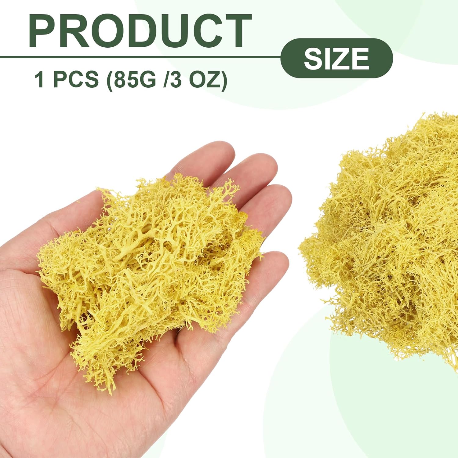MECCANIXITY 3oz Preserved Reindeer Moss, Yellow Decorative Artificial Fake Moss for Potted Plants Indoor Crafts Lichen Centerpieces Decor