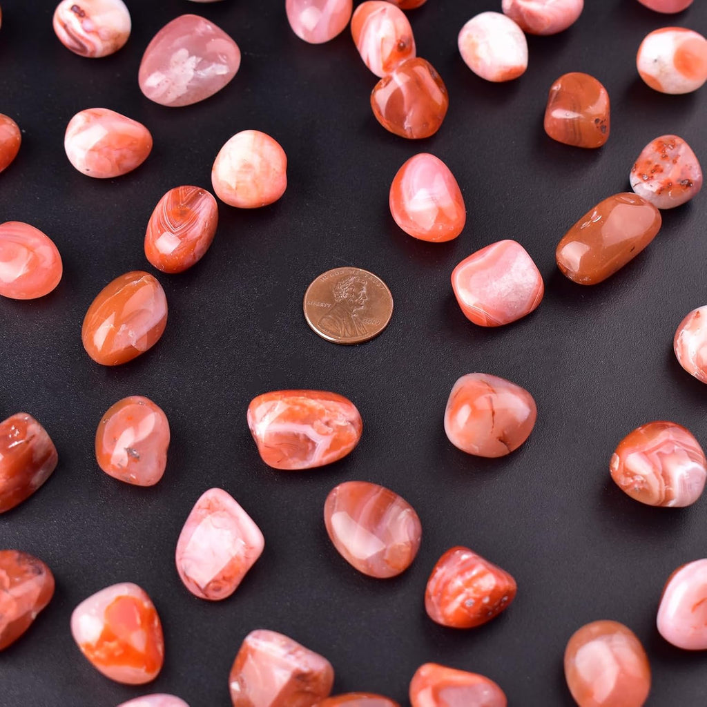 Carnelian Healing Crystal Stone Set - 24 Pieces, 0.6" Natural & Polished Stones for Healing, Meditation, Reiki, Chakra, Crafting & Decoration