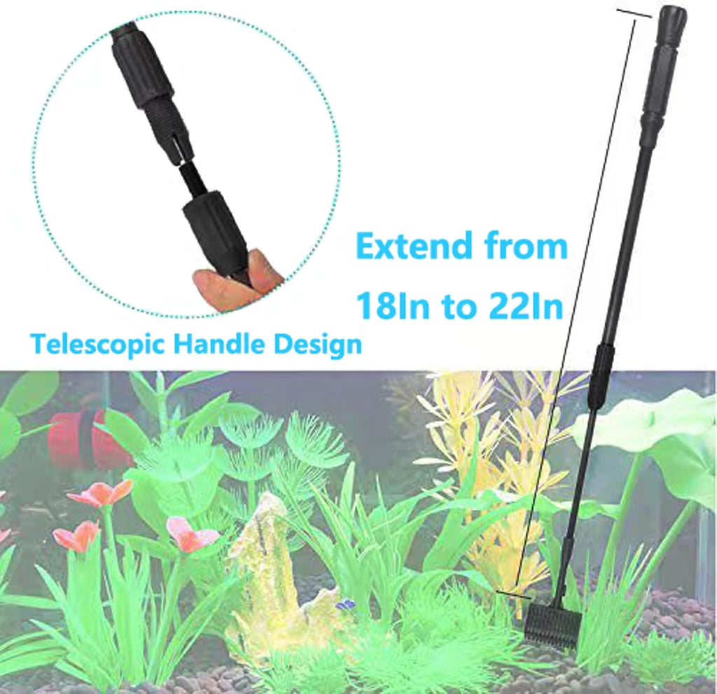 Carefree Fish 4IN1 Aquarium Cleaning Tools Long Handle Adjustable Length 18~24Inch Fish Tank Cleaner Kit Algae Scraper Scrubber Brushes Set