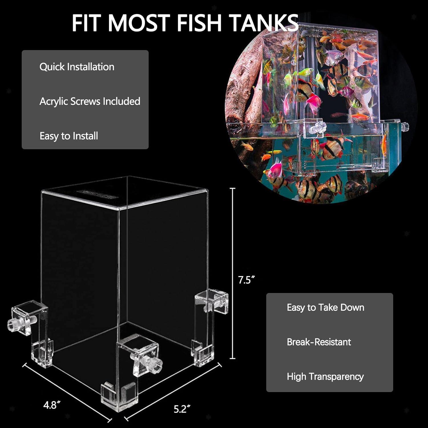Negative Pressure Fish Tank - Clear Fish Elevator Water Auto-Refill Vacuum Suspended Fish Tank Water Level Maintenance, Increase Fish Activity Area, Aquarium Decoration