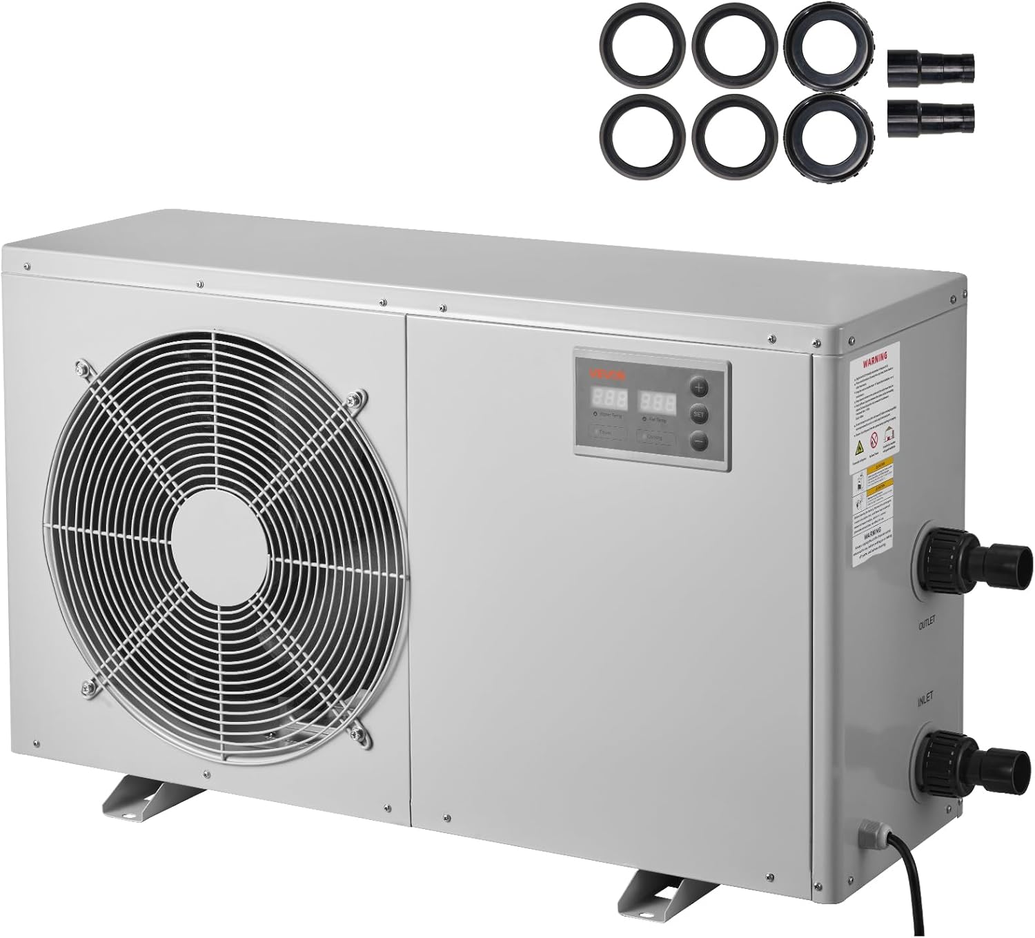 VEVOR Aquarium Chiller 500 Gallon, 1-1/2 HP Water Chiller for Hydroponics, Fast Cooling for Fish Tank,Axolotl,Coral Reef,Quiet Refrigeration Compressor, Titanium Evaporator,Complete Fittings