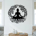 huefoam Buddha Metal Wall Art, Buddha Wall Decor, Tree of Life Metal Wall Art, Tree Wall Decor for Living Room, Bedroom, Meditation Room (Black, 28"×28"/70×70cm, metal art wall decor)