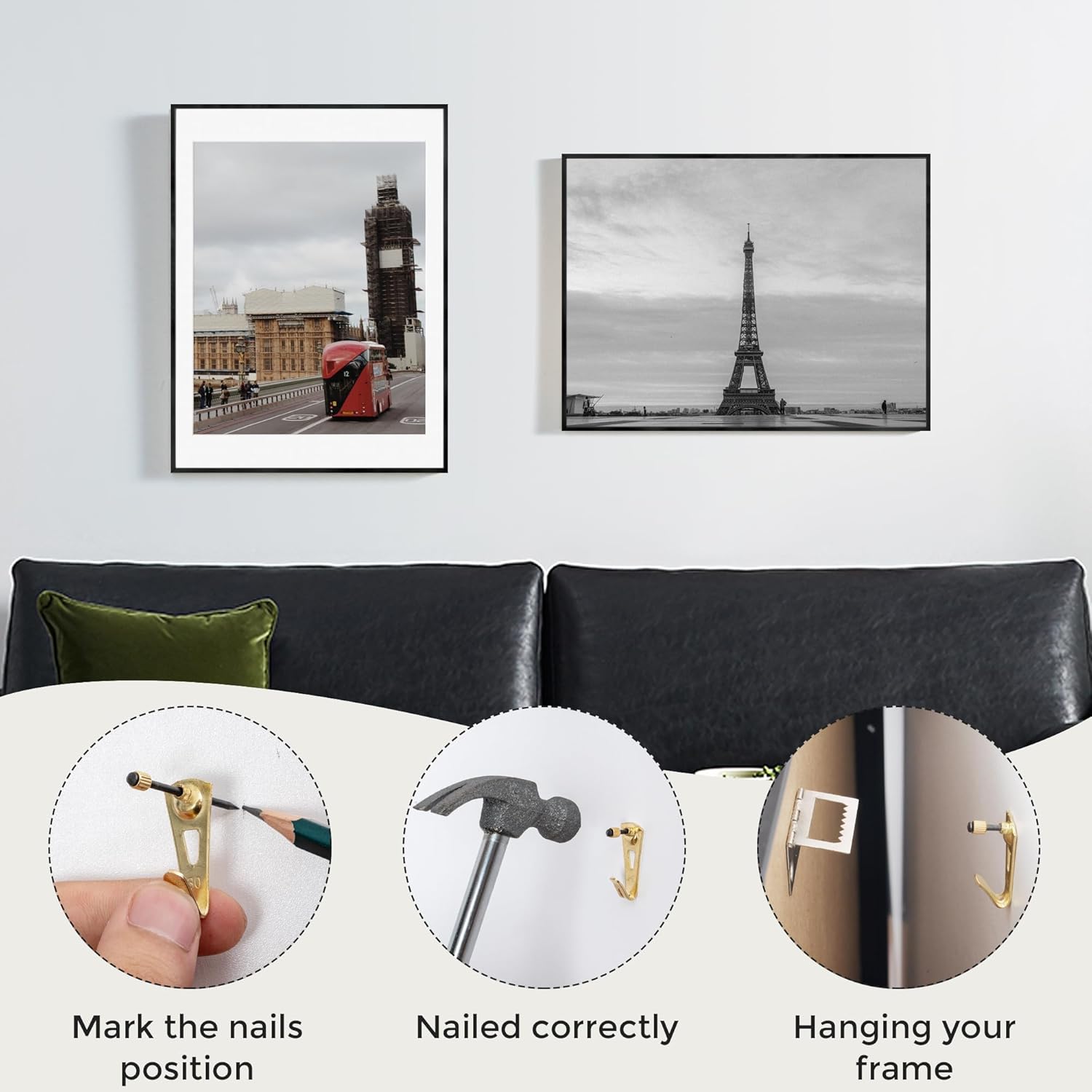 20x24 Metal Picture Frame with 16x20 Mat, Brushed Aluminum Finish, Tempered Glass Front, and Attached Hanging Hardware - Versatile Wall Display Frames for Vertical or Horizontal Orientation(Black,