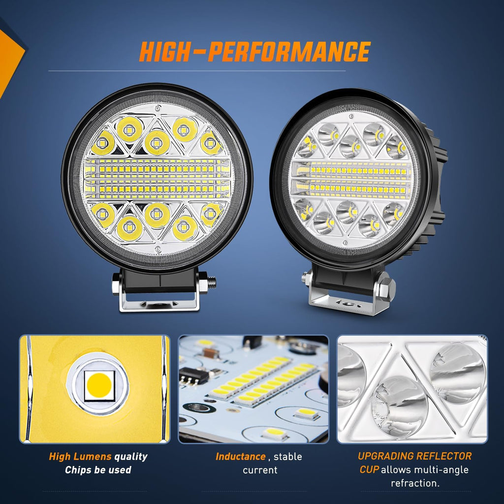 Nilight 2PCS 4.5 Inch LED Pods 69W Round Spot Flood Combo Work Lights Off-Road Driving Lights Truck Car Pickup ATV SUV Golf Cart Cabin Boat with 12V 5Pin Rocker Switch 16AWG Wiring Harness Kit-2 Leads