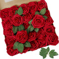 AmyHomie Artificial Flowers Dark Red Rose 50pcs Real Looking Fake Roses w/Stem for DIY Wedding Bouquets Centerpieces Arrangements Party Baby Shower Valentines Day Christmas Tree Decorations