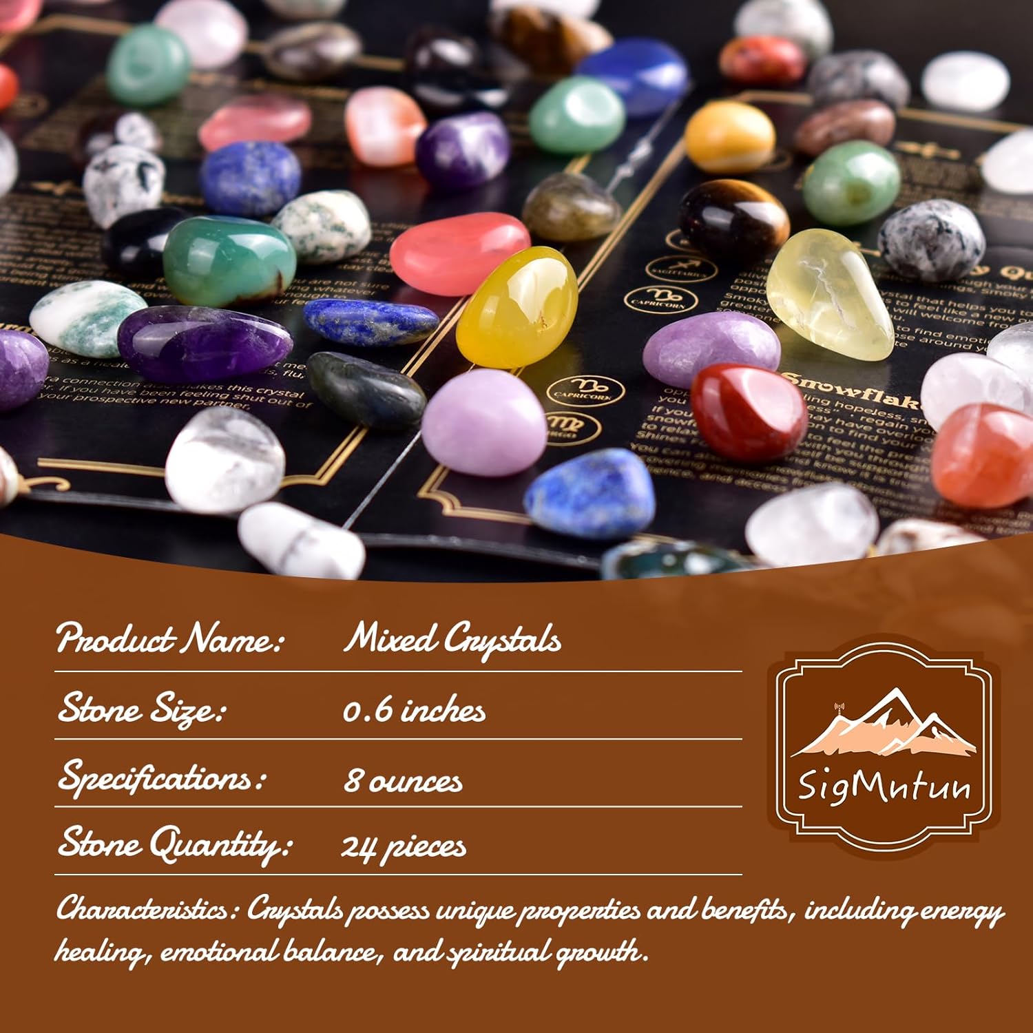 Polished Multicolor Healing Crystal Stone Set – 24 Types of 0.6" Handpicked Tumbled Stones for Healing, Reiki, Meditation, Crafting, Home Decor, Ethically Sourced, Mixed Crystals-0.6"