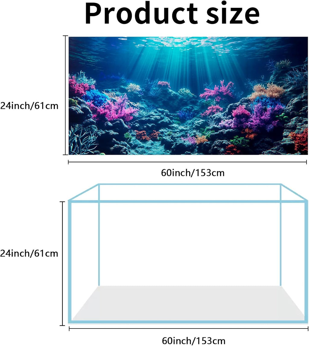 COMSUN 3 Pack Aquarium Background, 60x24 inches Polyester Aquarium Background, Cloth Fish Tank Background, Undersea Corals Sunshines & Rock Aquatic Plants