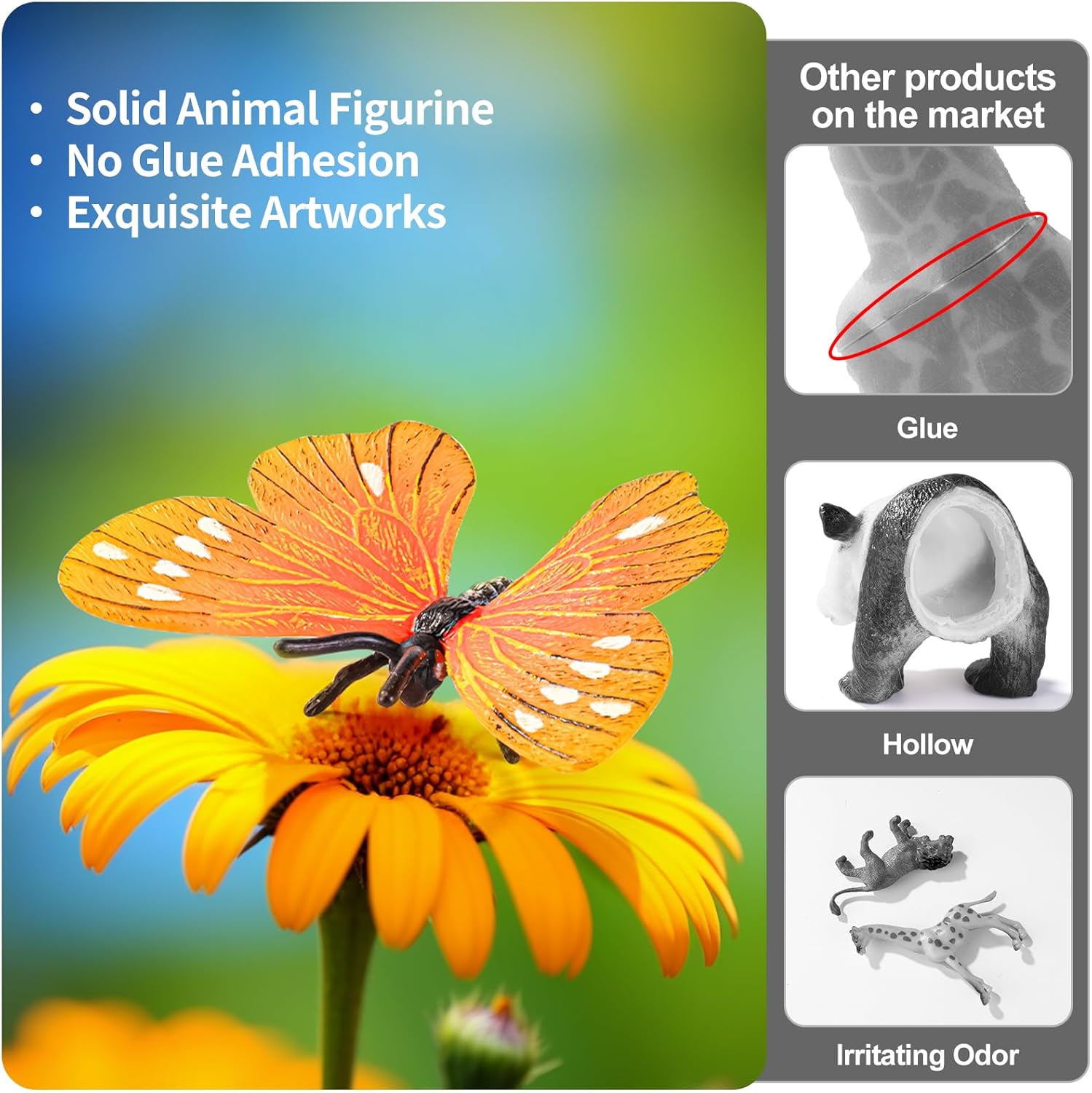 Realistic Animal Figurines Set,14PCS Assorted Insects, Birds, Mammals & Reptiles Figures for Kids Nature Exploration, Science Educational Toys, Desktop Decor, Learning Toy, Sensory Toys