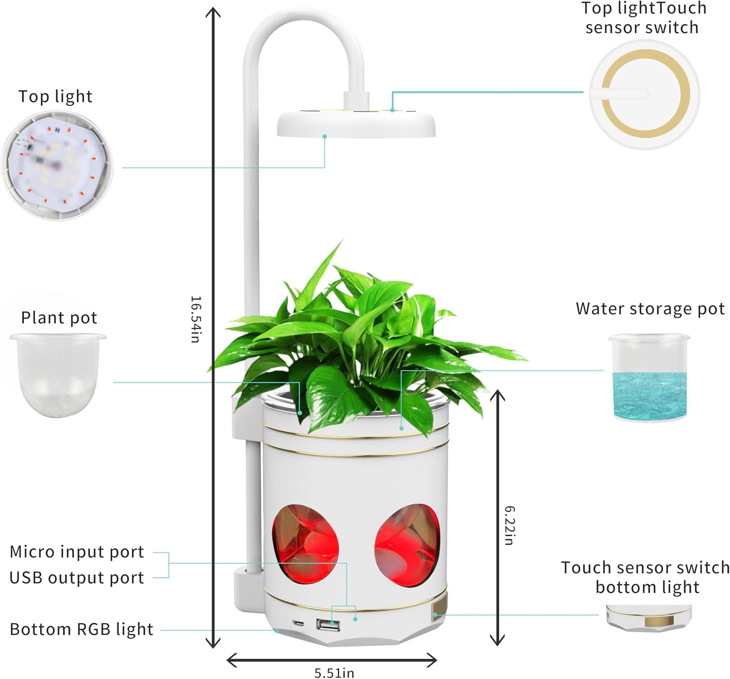 Plant Lights, Plant Grow Light, 4 in 1 Smart Full Spectrum Indoor Led Plant Grow Lights