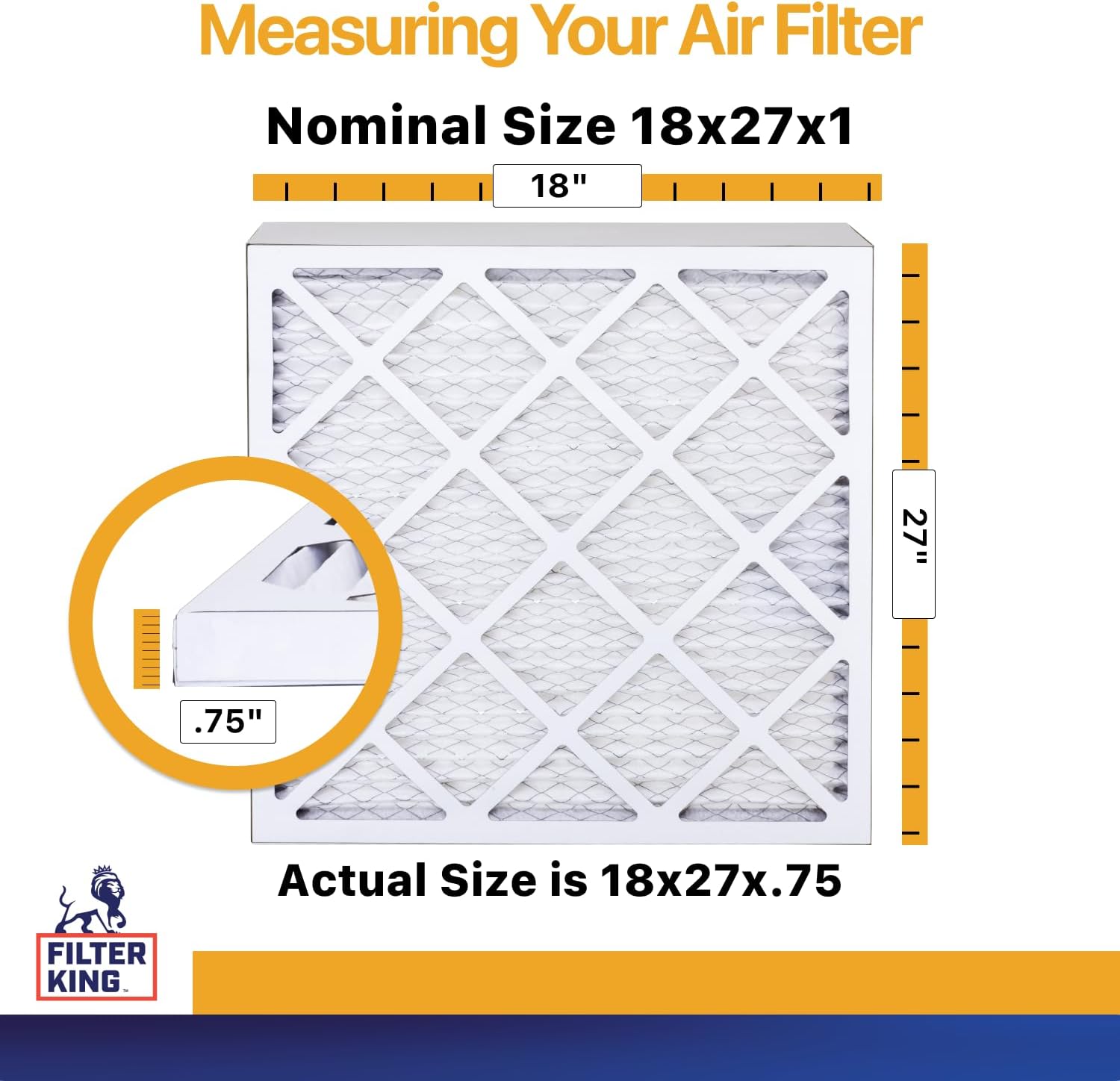 Filter King 18x27x1 Air Filter | 4-PACK | MERV 13 HVAC Pleated A/C Furnace Filters | MADE IN USA | Actual Size: 18 x 27 x .75"