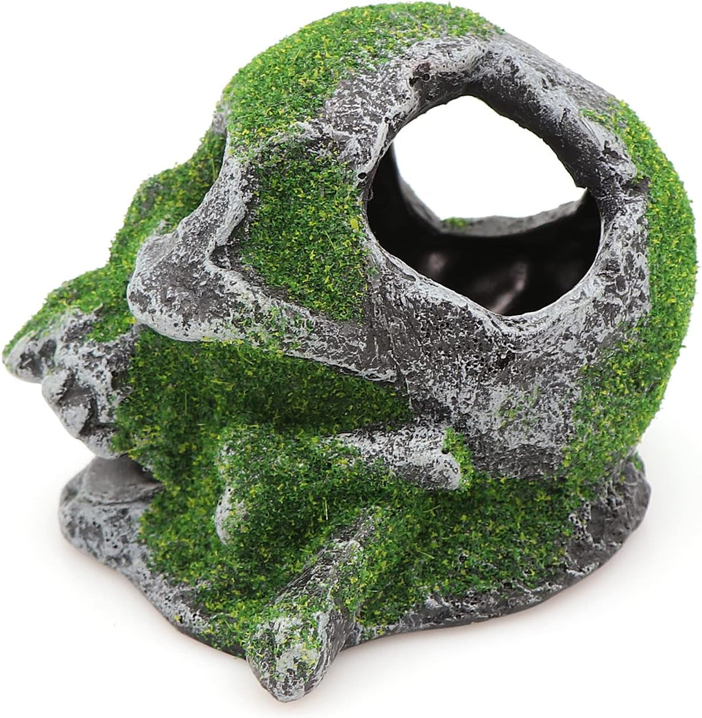 AQUA KT Aquarium Landscape Head Skeleton Skull Rock Fish Hiding Place Cichlid Cave for Gold Betta Fish Tank Decoration Freshwater or Marine Aquariums