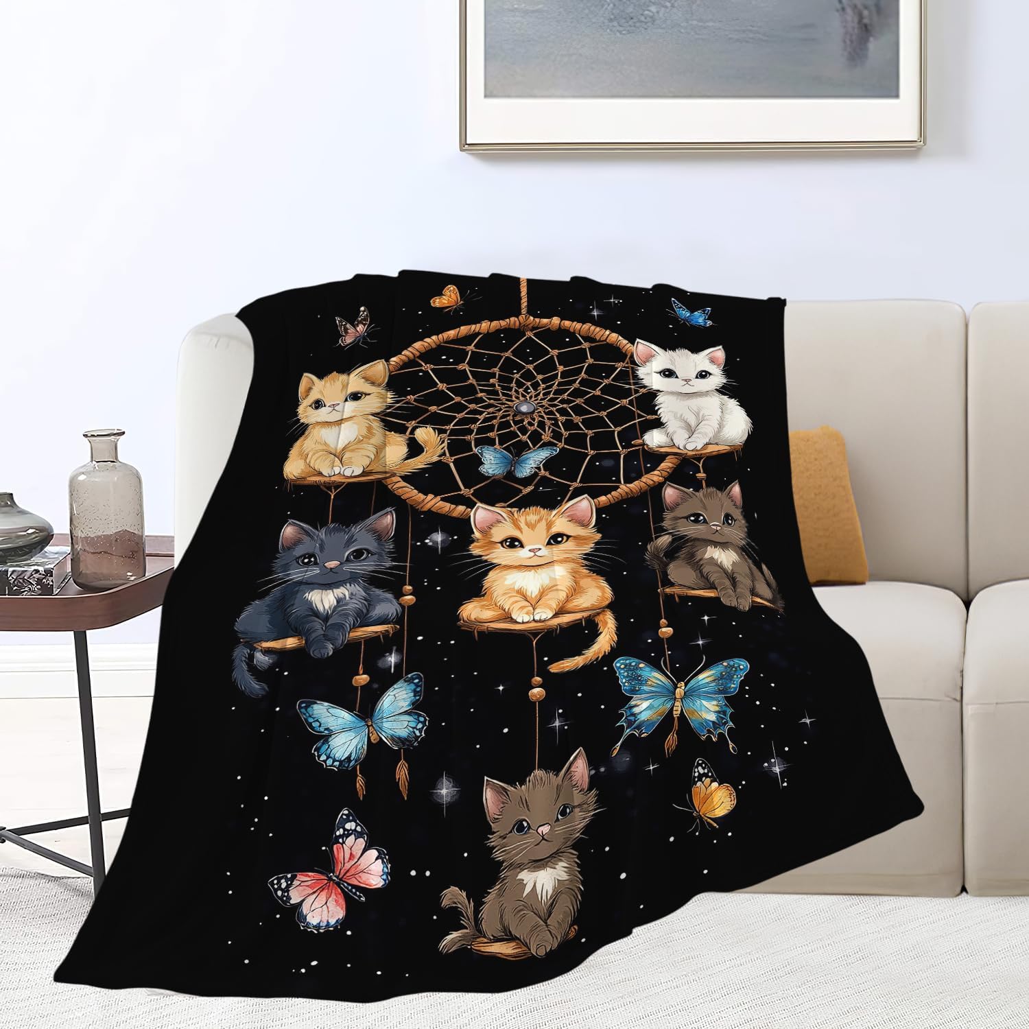 Cat Blanket Cute Cartoon Cat Throw Blanket Gifts for Girls Women Adults Men Kids Boys Super Soft Cozy Plush Fluffy Fuzzy Fleece Blanket Home Decor 40''X50''