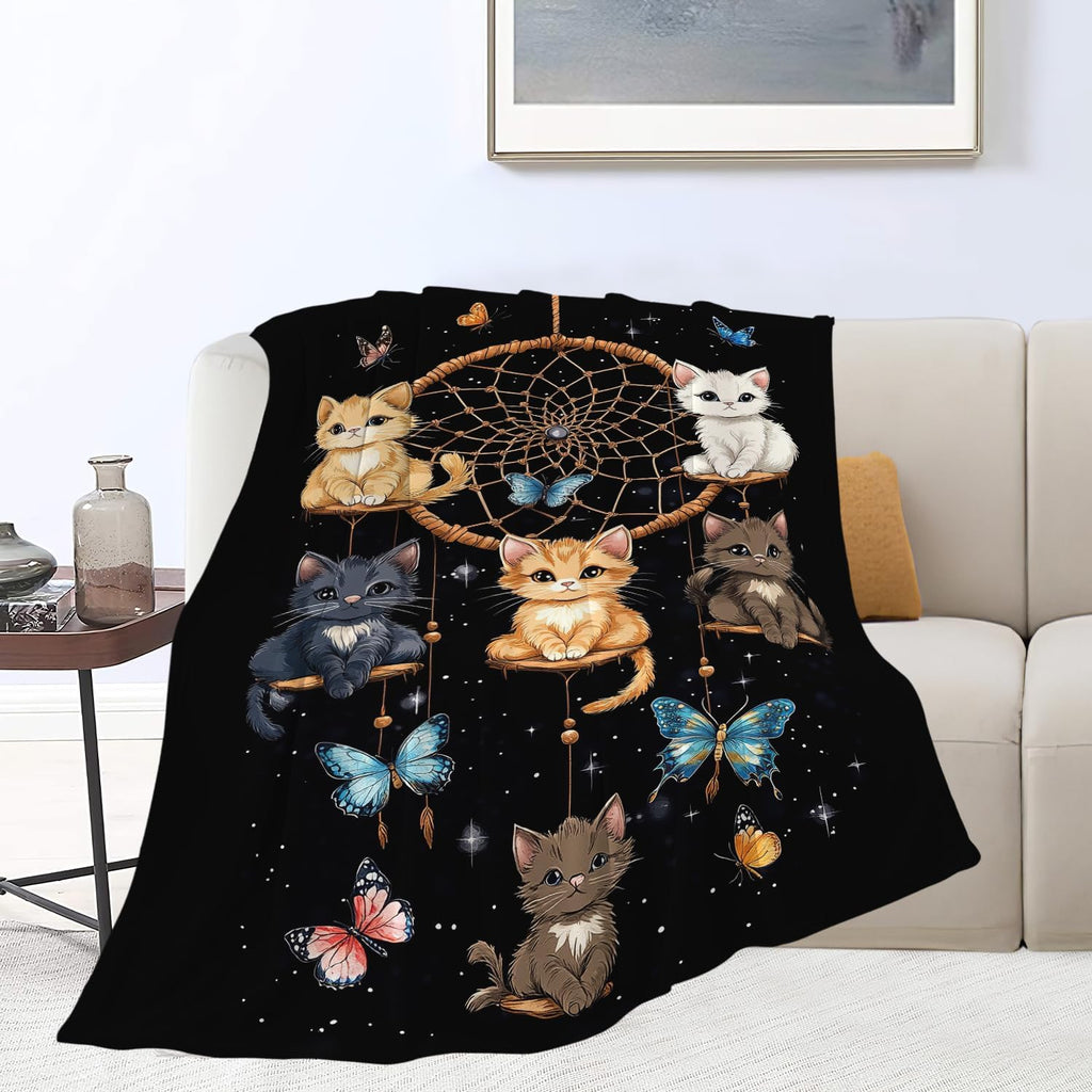 Cat Blanket Cute Cartoon Cat Throw Blanket Gifts for Girls Women Adults Men Kids Boys Super Soft Cozy Plush Fluffy Fuzzy Fleece Blanket Home Decor 50''X60''