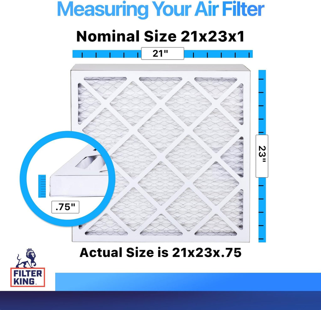 Filter King 21x23x1 Air Filter | 6-PACK | MERV 8 HVAC Pleated A/C Furnace Filters | MADE IN USA | Actual Size: 21 x 23 x .75"