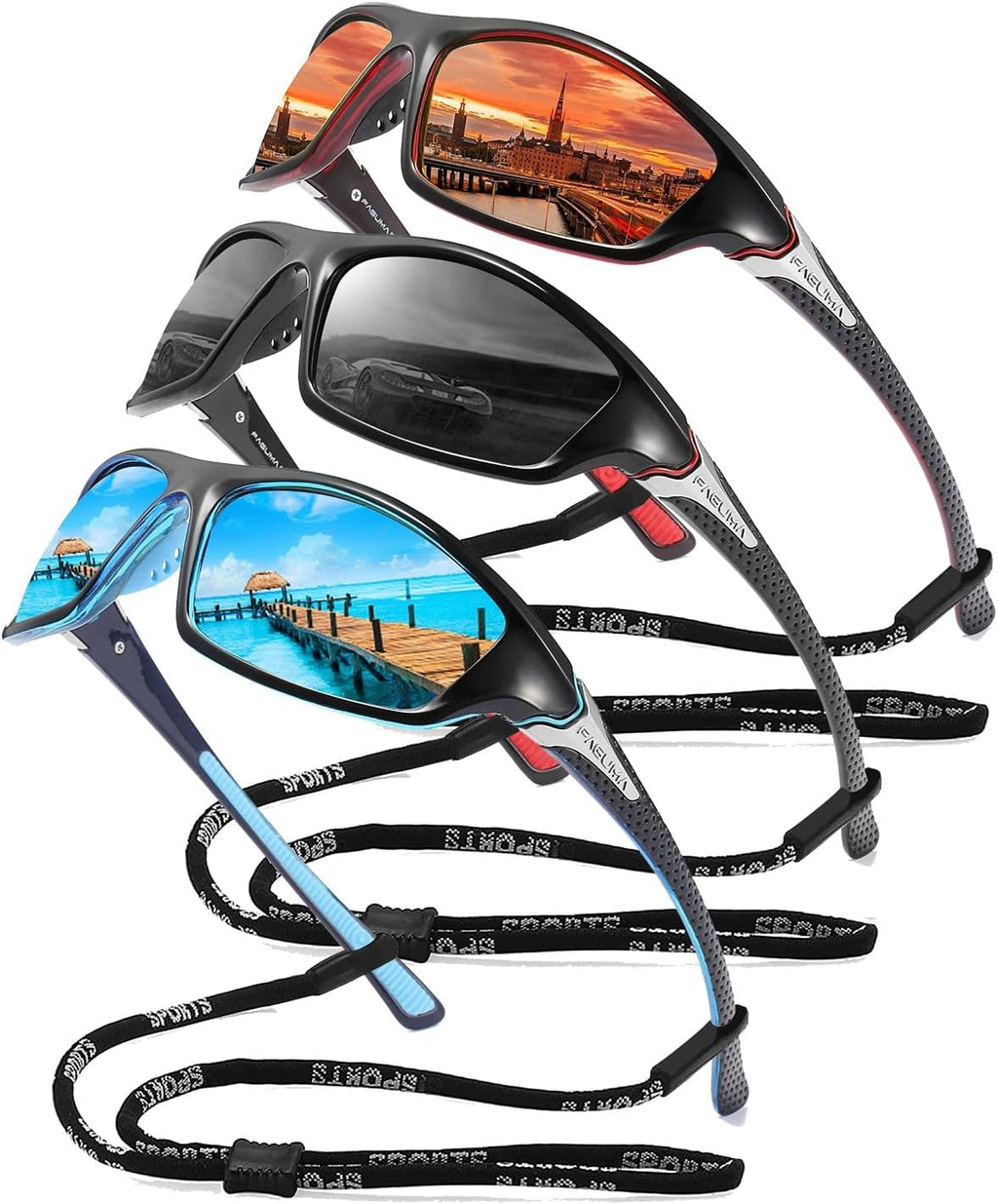 FAGUMA Sports Polarized Sunglasses For Men Cycling Driving Fishing UV400 Protection