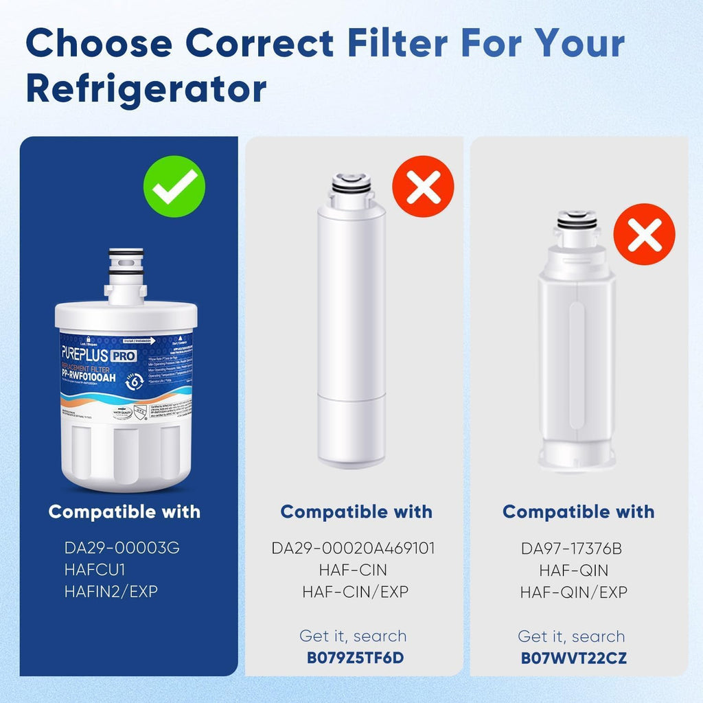 PUREPLUS PRO NSF/ANSI 53&42 Certified Refrigerator Water Filter Replacement for LG LT500P, ADQ72910901, GEN11042FR-08, Kenmore 9890, 469890, HDX FML-1, ADQ72910907 Refrigerator Water Filter, 1Pack