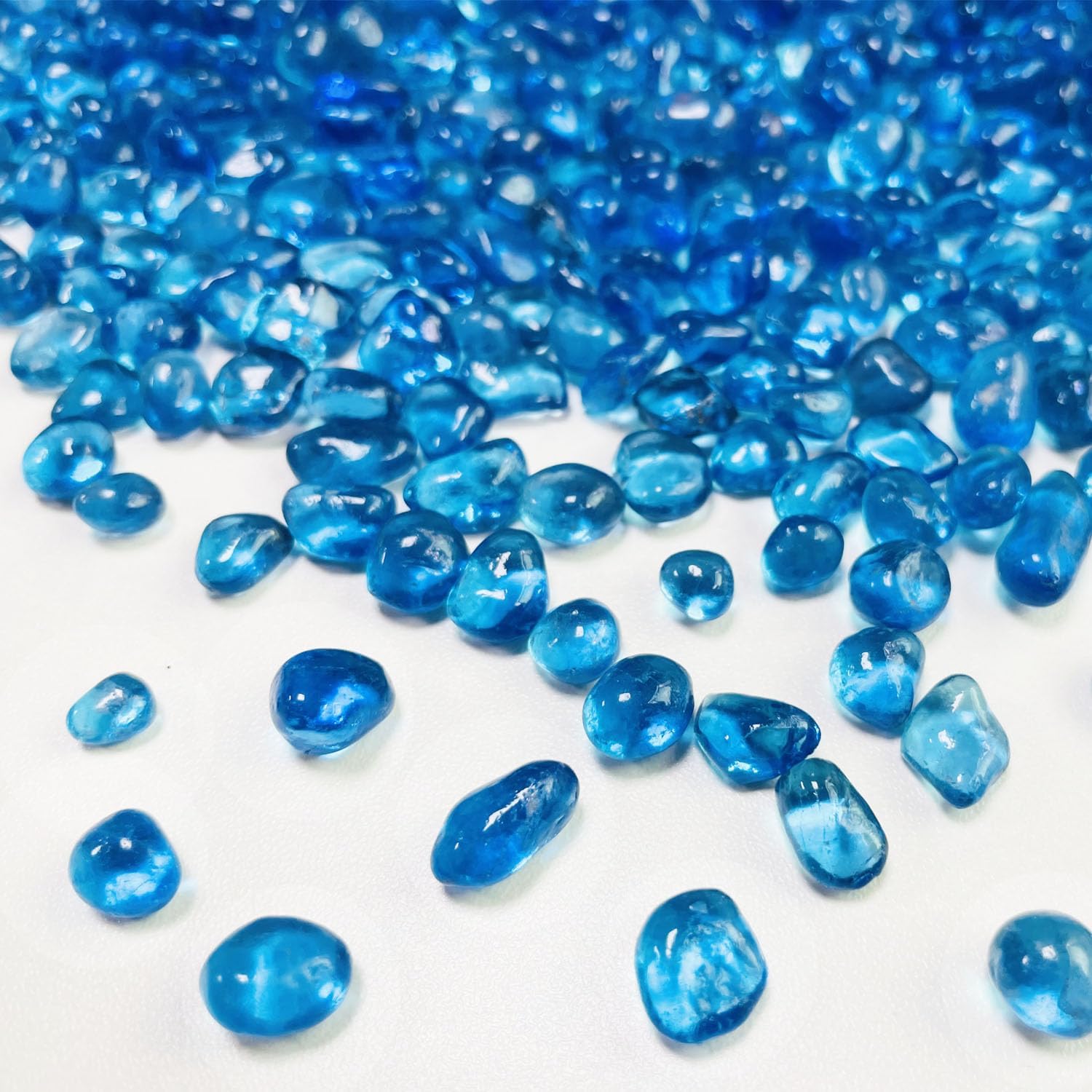 Blue Glass Stones, 0.85LB/385g Aquarium Gravel Rocks, Blue Aquarium Pebbles for Fish Tank, Sea Glass Rocks for Vase Filler Craft