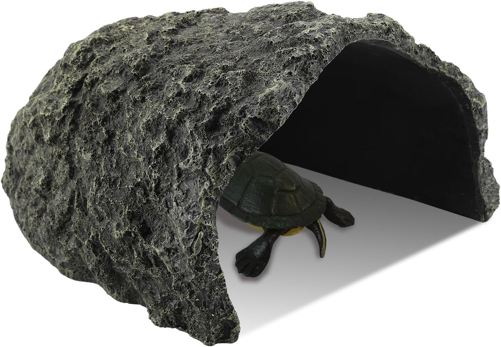 IBWell 9.1 Inch Reptile Hides Resin Tortoise Hideout for Hiding and Basking Aquarium Rock Caves for Snake Bearded Dragon Fish Lizard