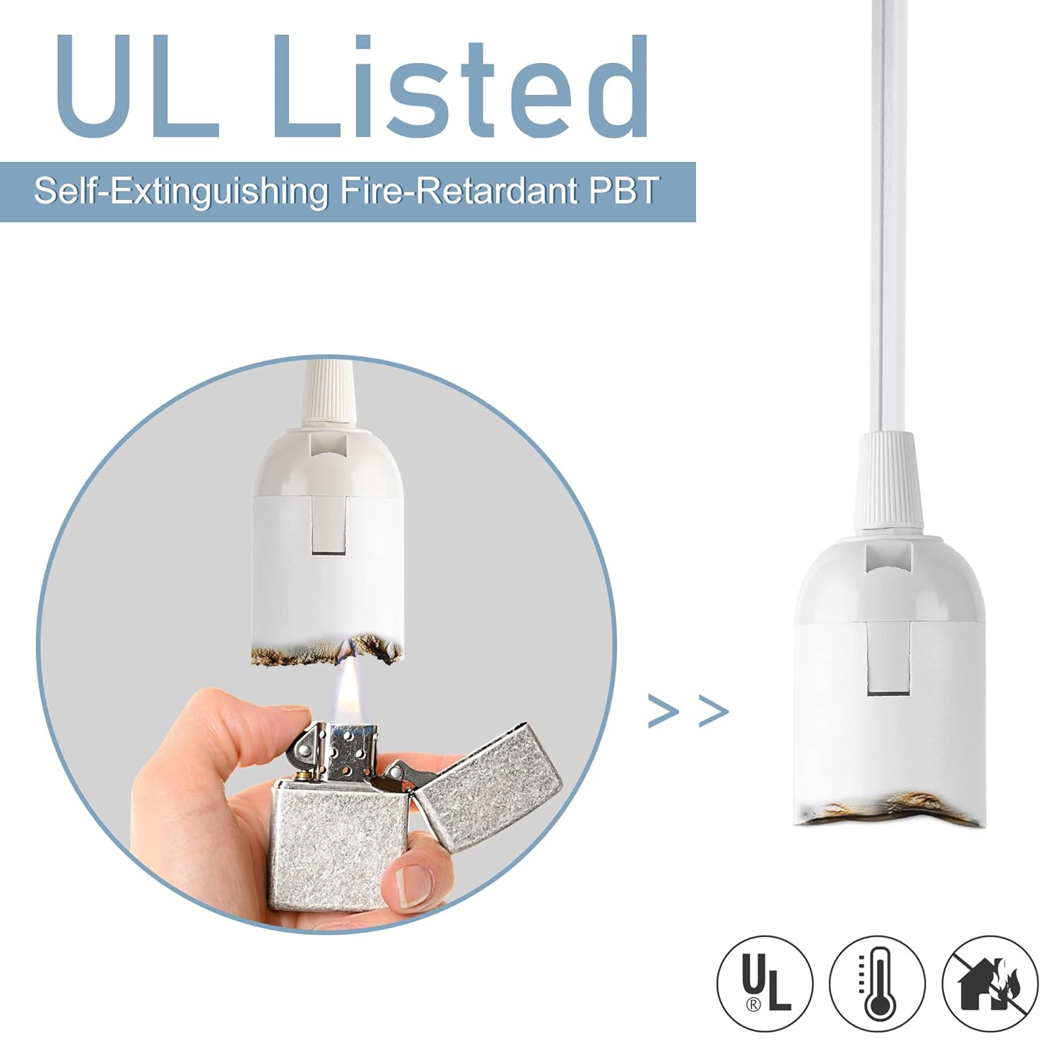 JACKYLED Extension Hanging Lantern Cord Cable 2-Pack 15Ft UL 360W with E26 E27 Socket On/Off Button Pendant Lighting