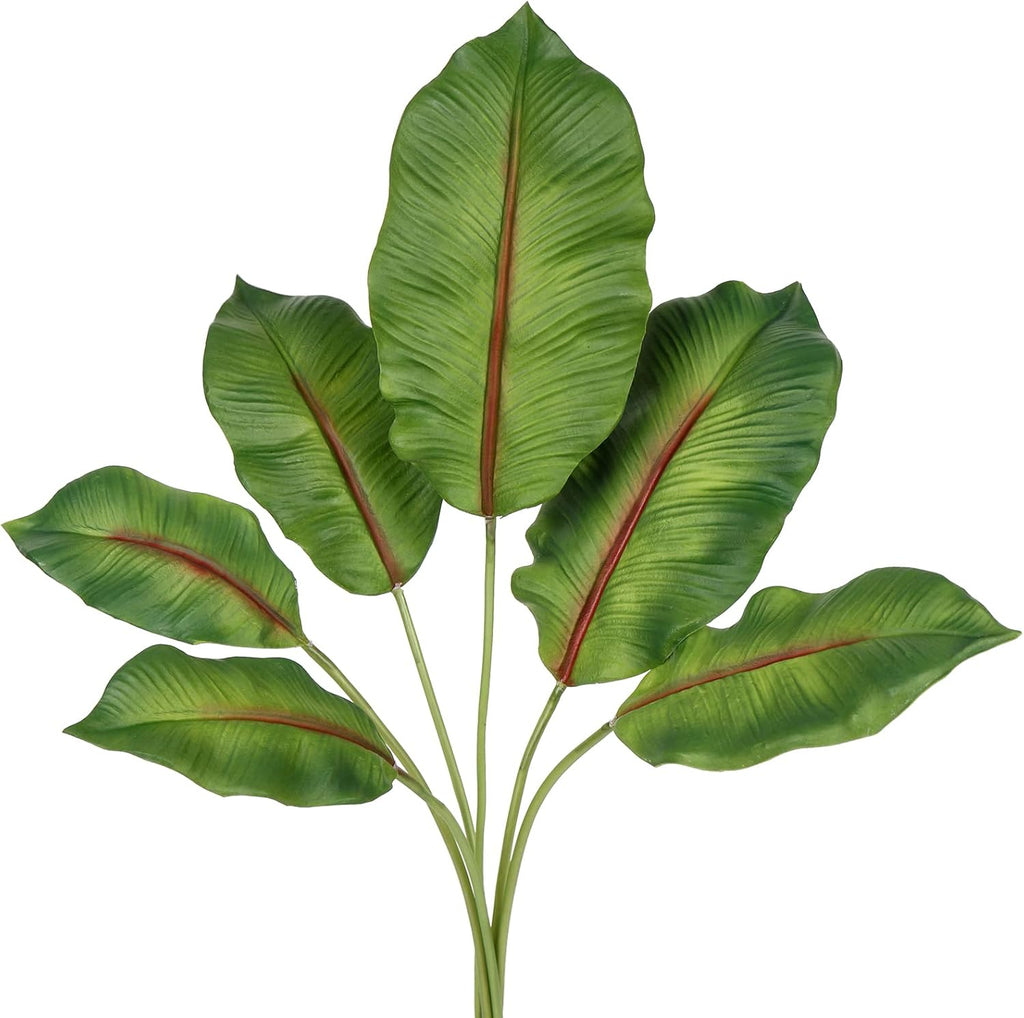 16.5" Pu Foam Artificial Banana Leaves Bird of Paradise Frond Tropical Palm Leaves Faux Banana Leaf Plant for DIY Wedding Fake Leaves for Centerpieces Arrangements Banana Stem for Party Home Decor