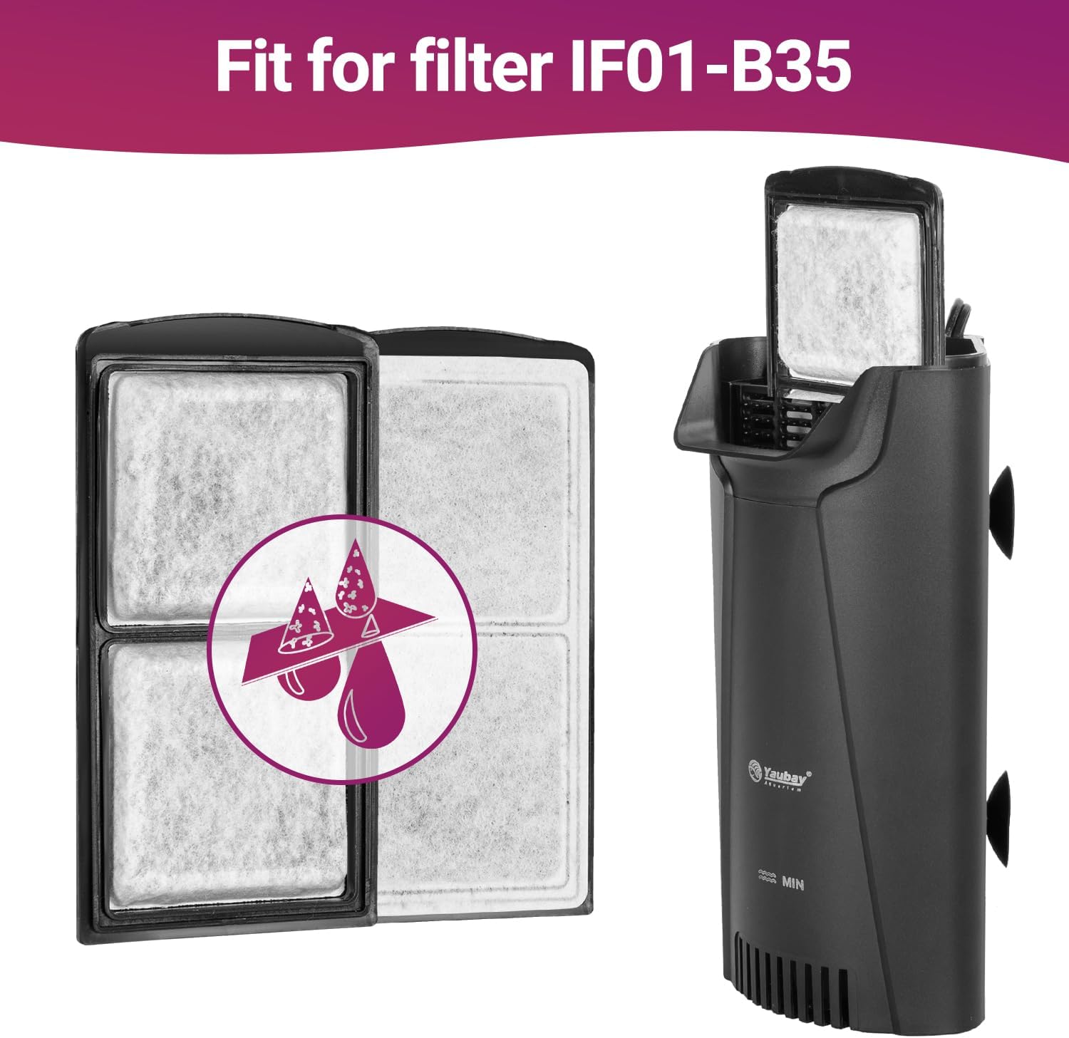 3PCS Aquarium Internal Filter Replacement Cartridge for IF01-B35, Fish Tank Filter Accessories