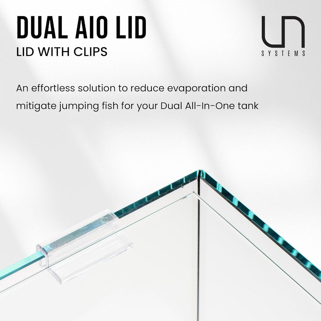 Ultum Nature Sytems Tank Lids for Rimless Tanks - Ultra Clear Rimless Aquarium Lid, Fish Tank Lid Cover for Glass Aquarium, Frameless Aquarium Lid, Cover for Tank - 35A Dual AIO (Lid + Clips)