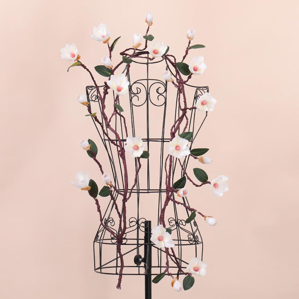 160cm/63inch Bendable Artificial Magnolia Flower Tree Branches Garland Orchid Door Hanging Floral Vines Wreath for Wedding Sign Arch Wall Backdrop Home Garden Mantel Decoration (White)
