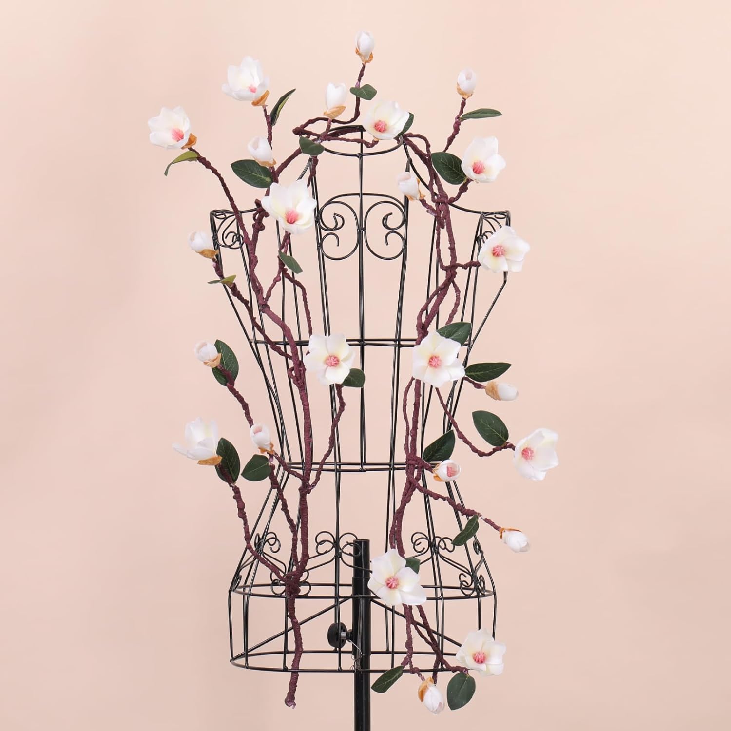160cm/63inch Bendable Artificial Magnolia Flower Tree Branches Garland Orchid Door Hanging Floral Vines Wreath for Wedding Sign Arch Wall Backdrop Home Garden Mantel Decoration (White)