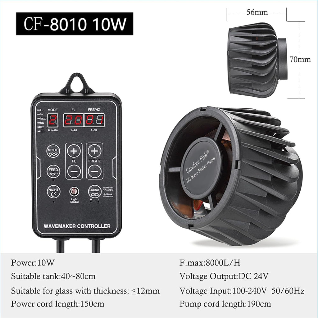 Carefree Fish Aquarium DC24V Magnetic Wave Maker 2200Gph 10W with Digital Led Display Controller Quiet and Powerful Powerhead Variable Frequency Circulation Pump for Freshwater and Saltwater