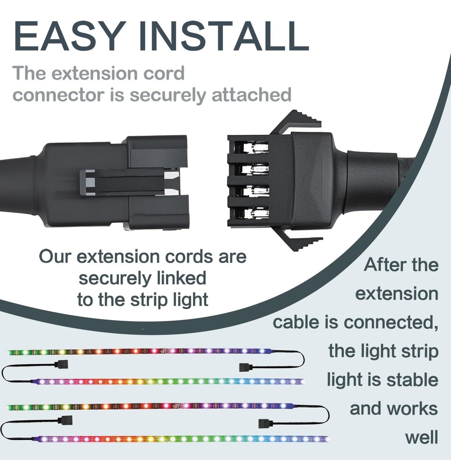 8 Pcs 4 Pin 60 inch LED Rock Light Extension Cable, Rock Light Extension Wire 4 Pin RGB Connector with High-Purity Copper & PVC Insulation for Motorcycle, ATV, Car,Trucks, RV & Neon Strip