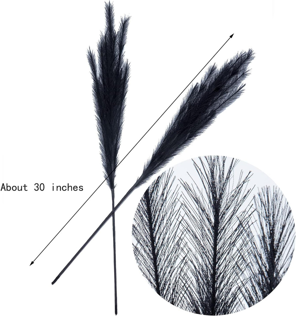 UiiziC Faux Pampas Grass 8 PCS 30"/76cm Dried Fluffy Artificial Flowers Ascendant Grass for Vase Fillers Wedding Party Bouquets Home Hotel Centerpieces Decor (Black)
