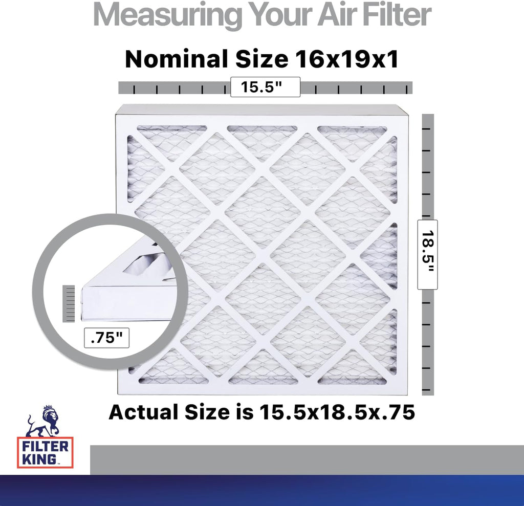 Filter King 16x19x1 Air Filter | 4-PACK | Carbon MERV 8 HVAC Pleated A/C Furnace Filters | MADE IN USA | Actual Size: 15.5 x 18.5 x .75"