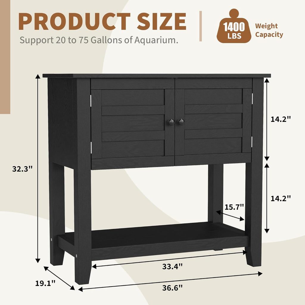 Garvee 20-29 Gallon Aquarium Stand with Charging Station, 660LBS Heavy Duty Fish Tank Stand with Doors & Open Storage for Reptile Turtle Tank