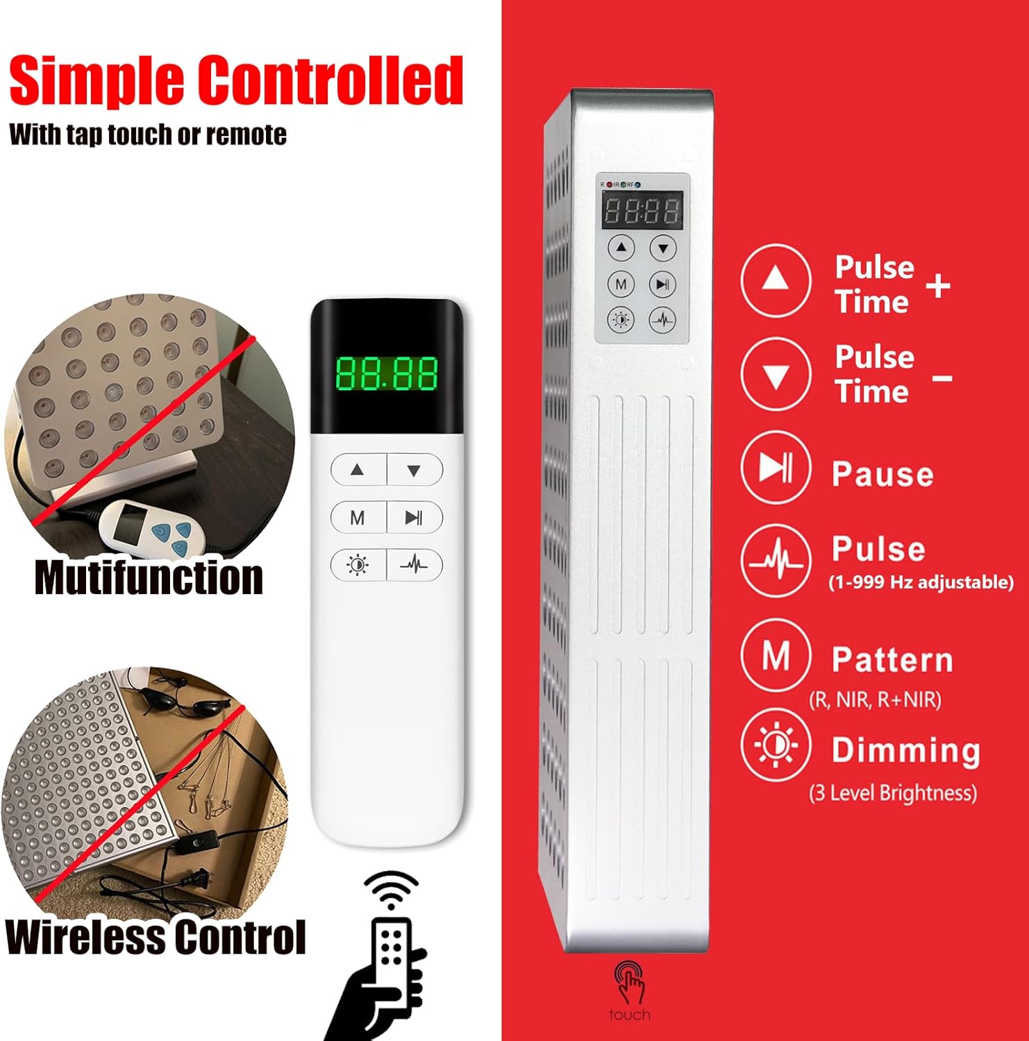 Red Light Therapy Panel for Face and Body, 660nm 850nm High Power Near Infrared Light Therapy, 60 Dual Chip 5-Wavelength LED Red Light Therapy Device, Panel for Skincare