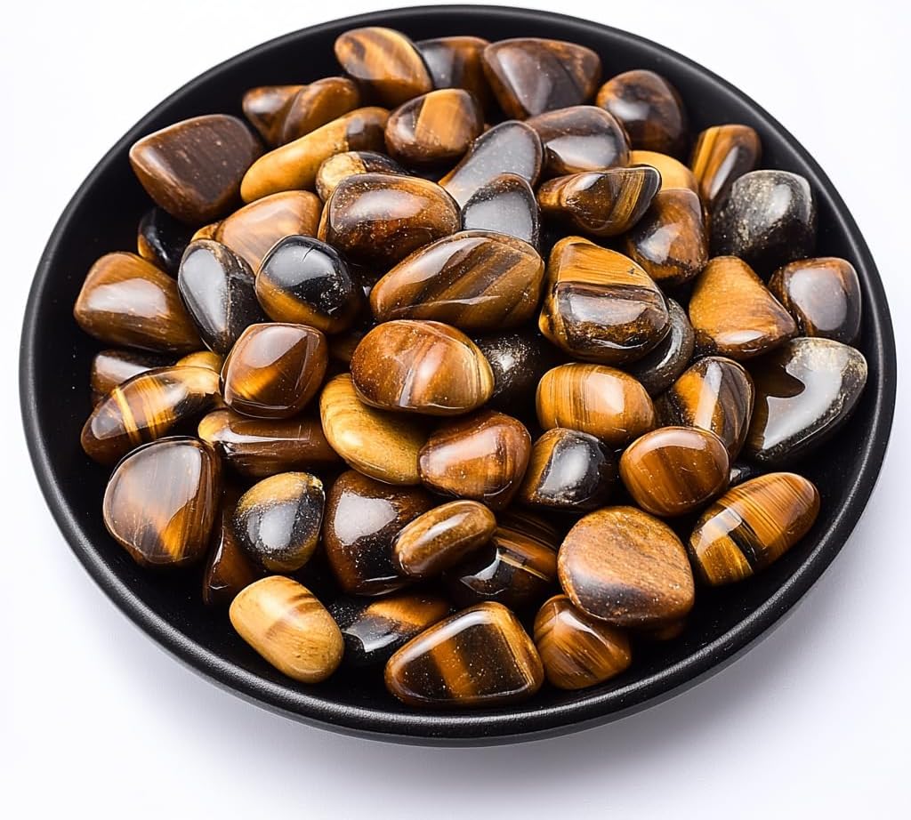 Polished Tigers Eye Crystal Chips Set, 0.4", 128 Pcs - Handpicked Tumbled Stones and Crystals Bulk for Healing, Reiki, Meditation, Witchcraft and Home Decor