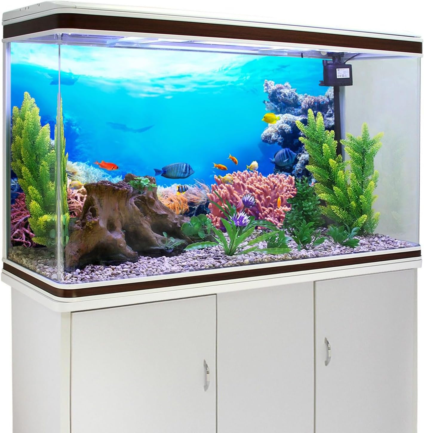 AWERT 24x12 inches Underwater Aquarium Background Colorful Coral Tropical Fish Undersea World Fish Tank Background Vinyl