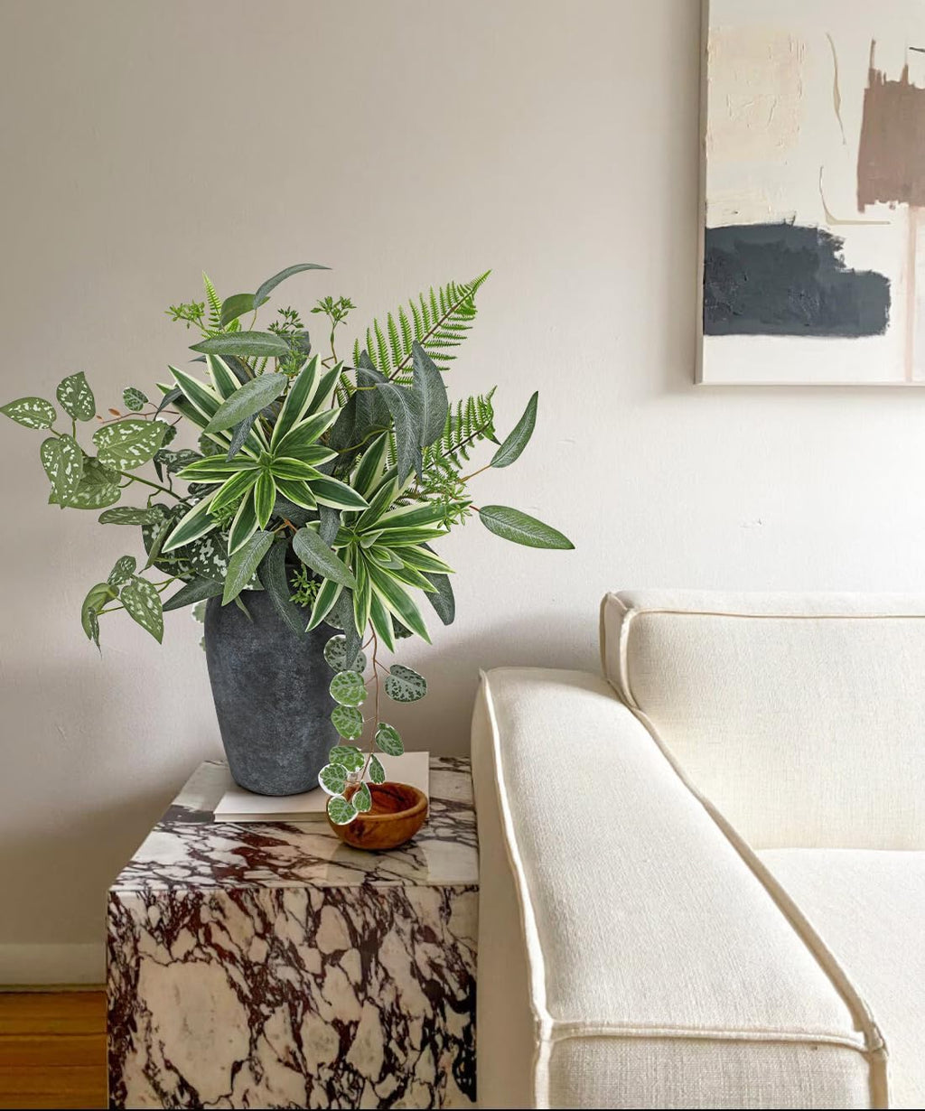 DILATATA Artificial Greenery Stems Box Set, 5 Kinds Mixed Eucalyptus Leaves Trailing Vine Plant Dracaena Faux Plants for DIY Bouquets Wedding Floral Arrangements Table Centerpieces Vase Decor