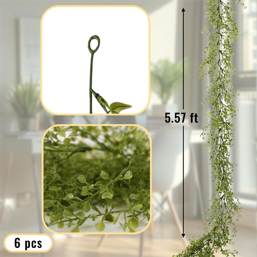 6 Pack 5.57ft Artificial Greenery Garland, Leaf Garland for Room Decor, Garlands for Decoration, Fake Vines Hanging Plants for Home Bedroom Garden Wall Wedding Decor 039