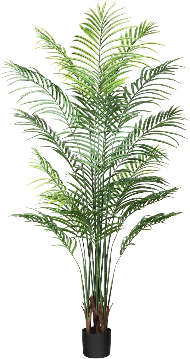 Artificial Areca Palm Plant 6Ft Fake Tropical Palm Tree, Perfect Faux Dypsis Lutescens Plants in Pot for Indoor Outdoor House Home Office Garden Modern Decoration Housewarming Gift,1Pcs