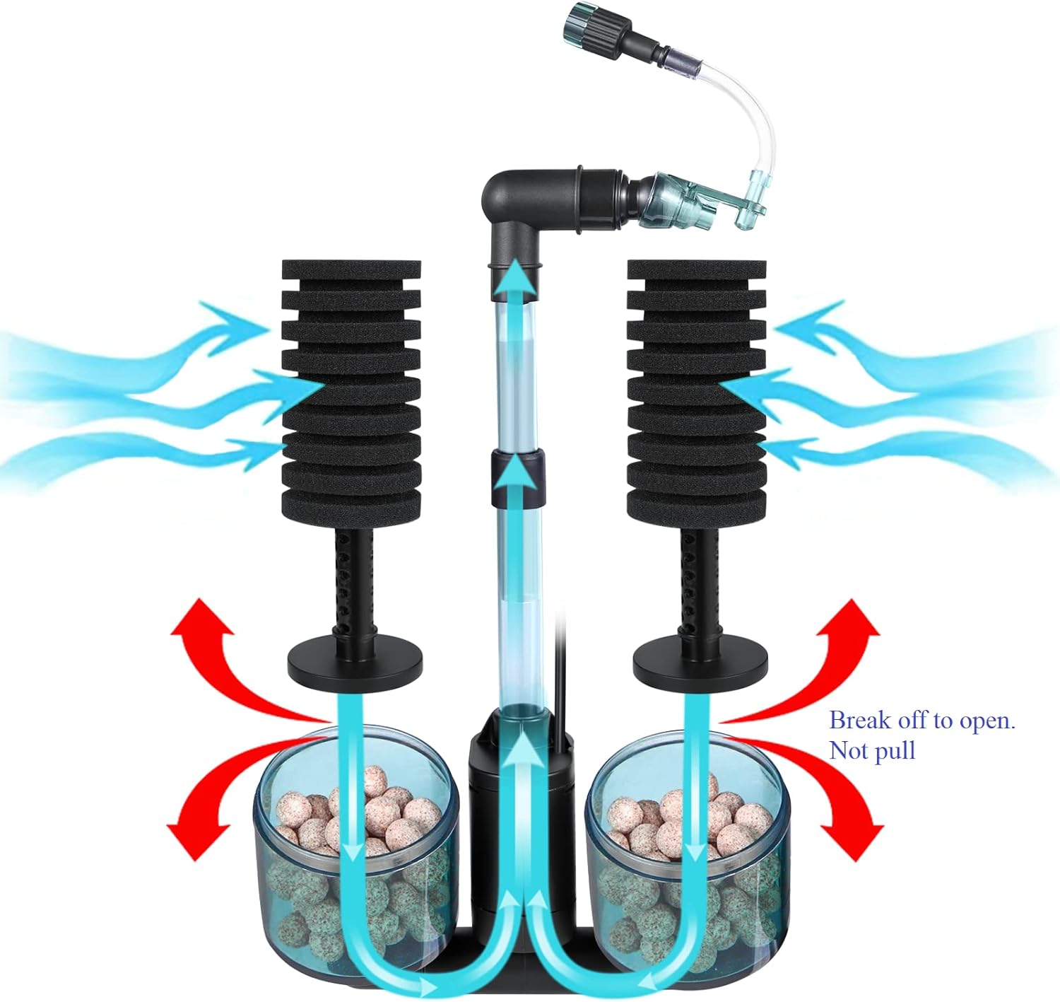 Aquarium Sponge Filter Bubbler with Ultra Quiet Water Pump and Ceramic Balls for Fish Shrimp Breeding Tank (Filter M(15-50 Gallon))