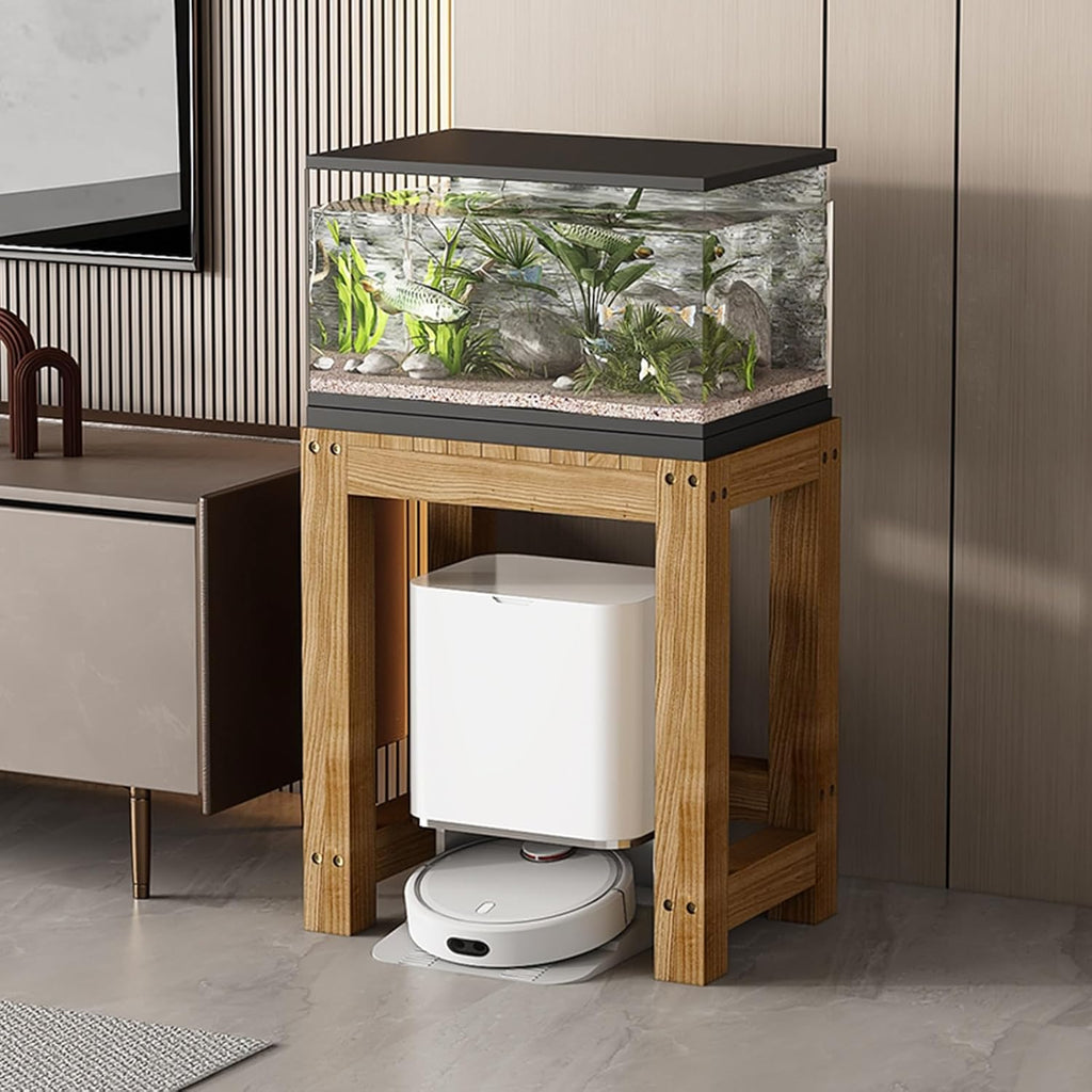 FORRTY Solid Wood Aquarium Stand – Heavy Duty Wooden Fish Tank Stand | Reptile Cage Stand | Indoor Plant Stand | Printer Table | Multi-Purpose Storage Rack | Brown/Natural | 12"-59"(30-150cm) Width(Br