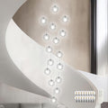KoKo&Yukina 16-Light Nickel Mid Century Modern Chandelier for Living Room Staircase Chandelier for Entryway Clear Globe Glass Chandelier High Ceiling Chandeliers Foyer Entryway (Bulb & Remote Incl.)