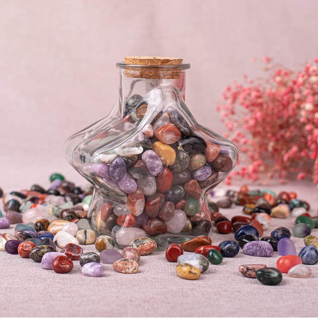 Polished Stone Pebbles Set Mixed Crystals, 72 Pcs 0.5" Handpicked Tumbled Stones Decorative Rocks for Reiki, Chakra, Healing, Home Decor, Mixed Pebbles