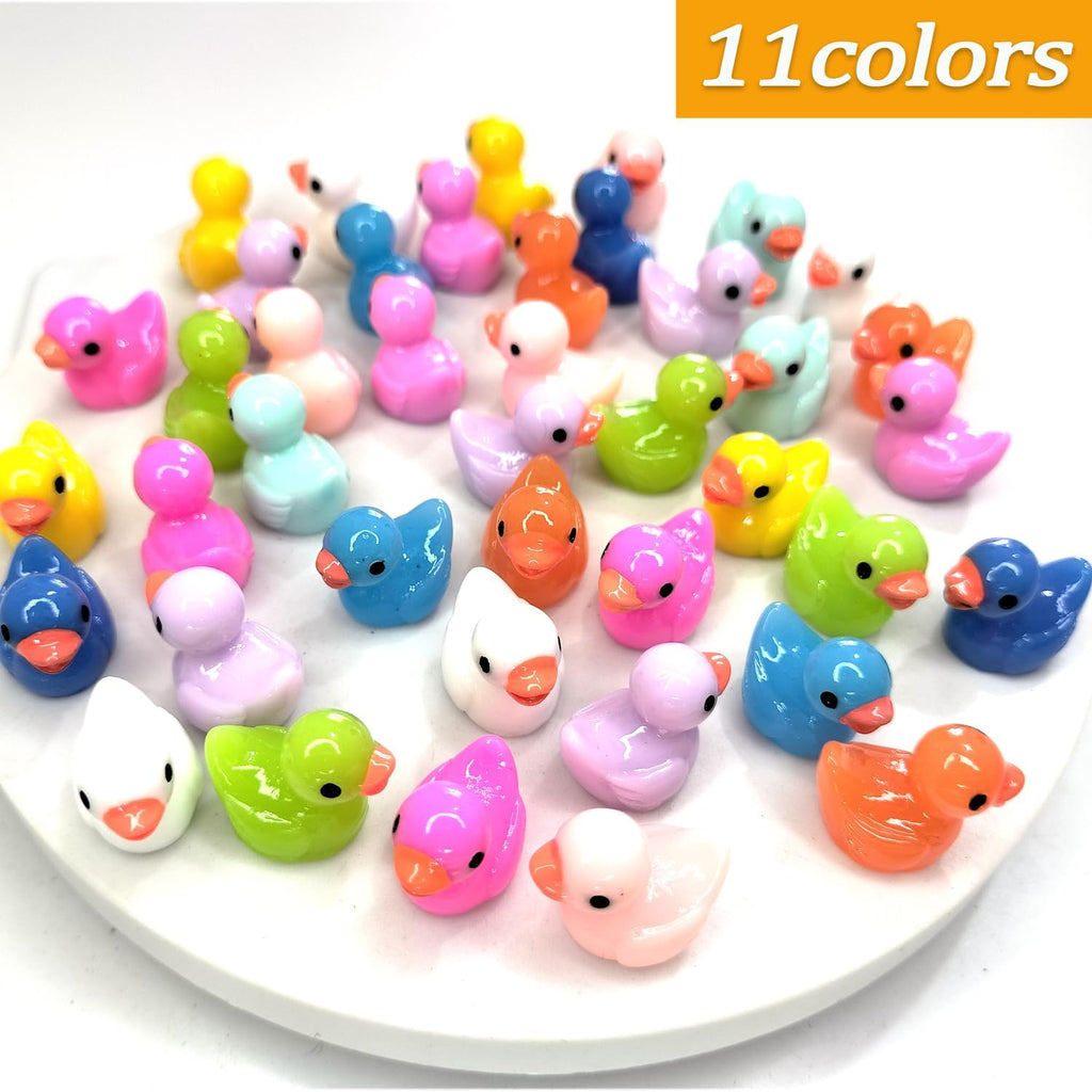 110 Pieces Mini Resin Ducks Tiny Duck Miniature Figures Charms Ornament Potted Garden for Party, DIY Micro Landscape Decorations, Aquarium Ornaments