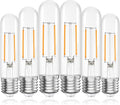 Tubular LED Edison Bulb Dimmable 2700K Warm White, 4W, 40 watt Equivalent, E26 LED Light Bulbs, T10 Edison Bulbs for Chandeliers, Ceiling Fan, 90+CRI 400LM, 6 Pack