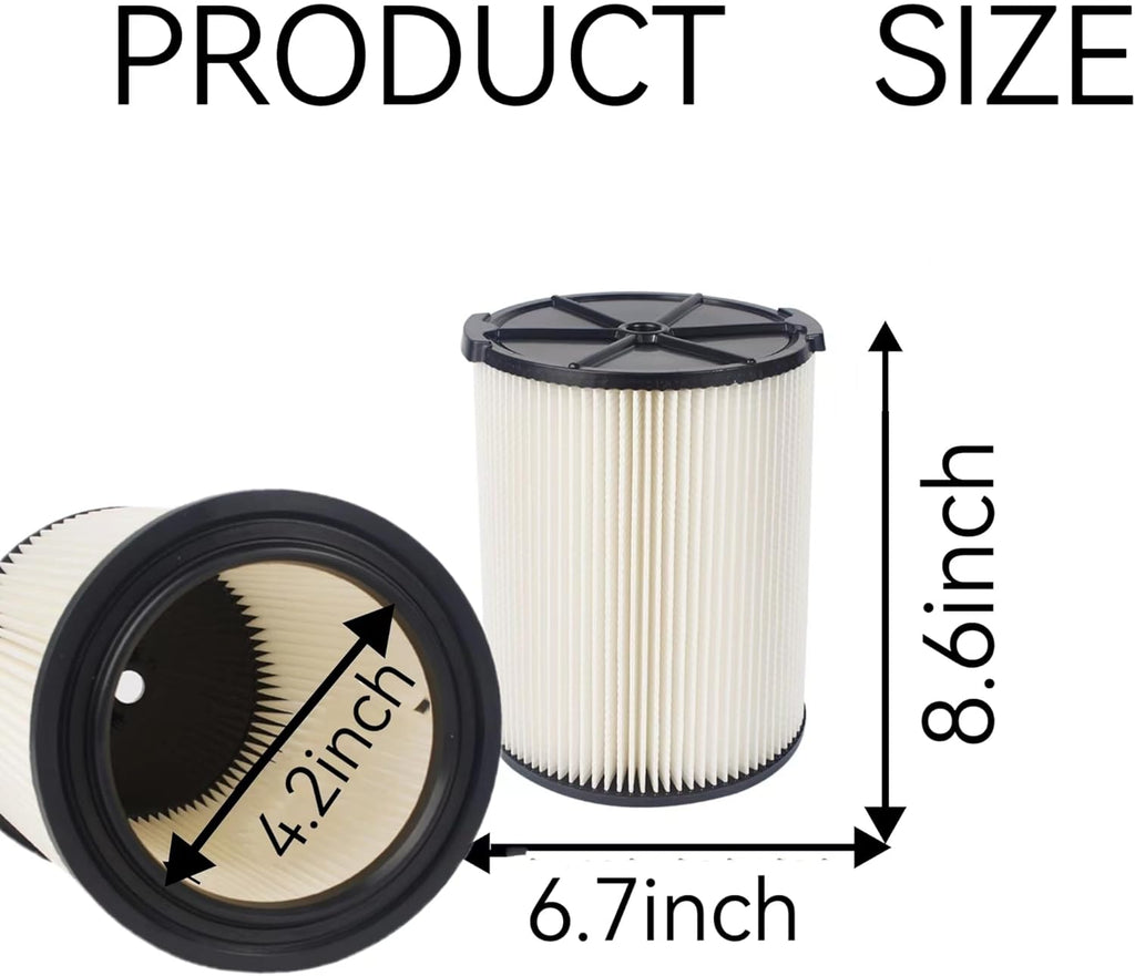 2 Pack VF4000 Replacement Filter for Ridgid Shop Vac Filter 5-20 Gallon 6-9 Gallons Vacuum Cleaners, Wet Dry Vacuum filter for Ridgid shop vac filters