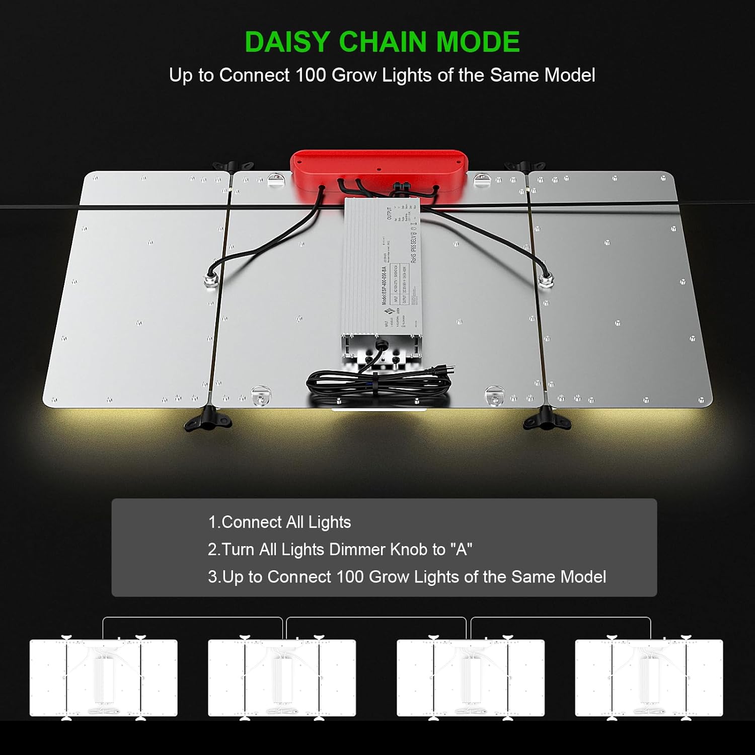 AGLEX K4000 LED Grow Light, Grow Light with Daisy Chain & Dimmable, Full Spectrum Plant Grow Lights for Hydroponic Indoor Plants Seeding Veg Flower Growing Lamps 5X6 FT Grow Tent