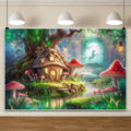 AOFOTO 10x8ft Magic Tree House Photoshoot Backdrop Mushroom Unicorn River Enchanted Forest Photography Background Fairy Tale Wonderland Theme Party Decoration Girls Princess Kids Birthday Banner