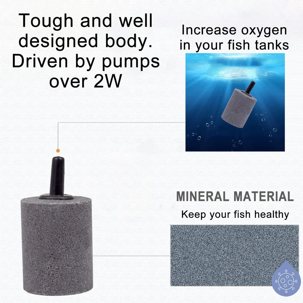Air Stone Bubble Diffuser Ball - for Aquarium Air Pump and Fish Tanks, Gray, Pack of 10pcs